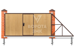 Ворота откатные 12 метров с калиткой 12000×2200 ЗМК-8260